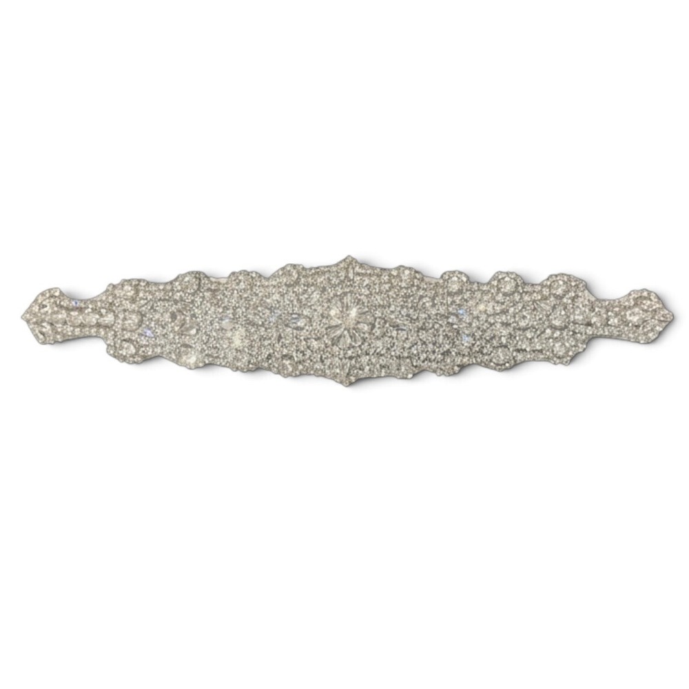 Bridal Rhinestone Sash Crystal Wedding Dress Belt White Ivory Ribbon Silver Tone